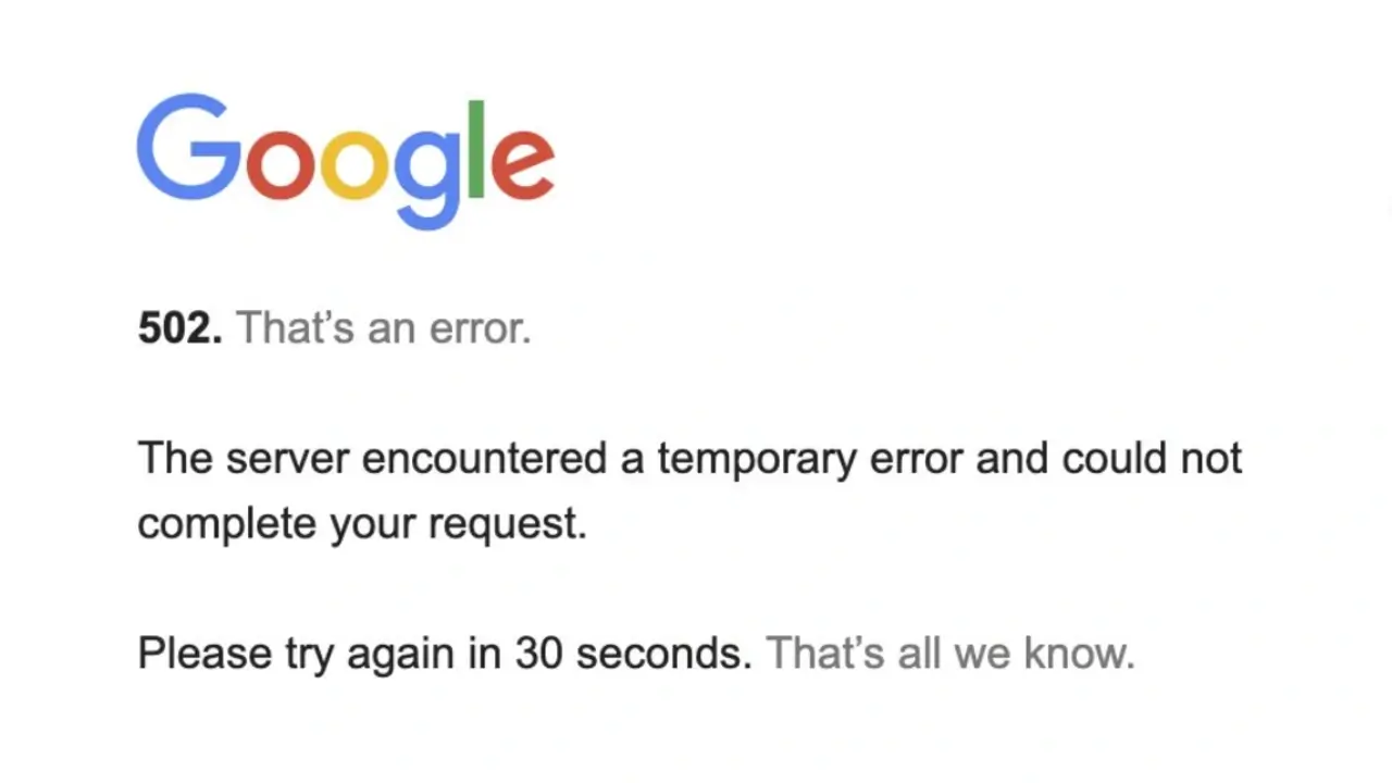 Arti Error 502 Saat Google Meet Down Gangguan Server Hari ini