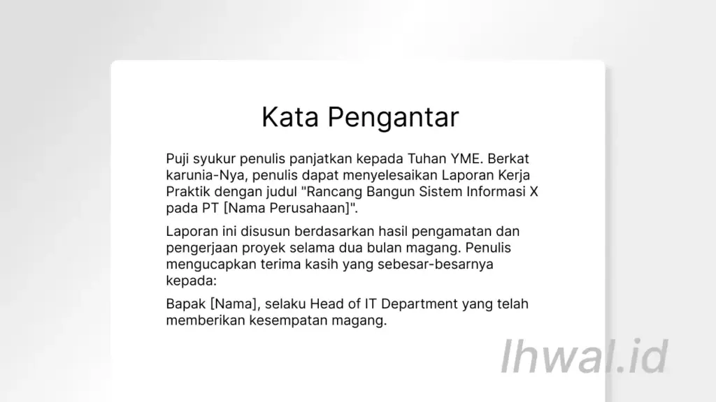 Contoh Kata Pengantar Magang atau PKL