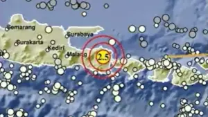 Gempa Terkini M 2,5 Guncang Wilayah Tenggara Bondowoso