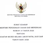 (PDF) Surat Edaran Jadwal Lengkap Libur Sekolah Nataru 2025 di 38 Provinsi