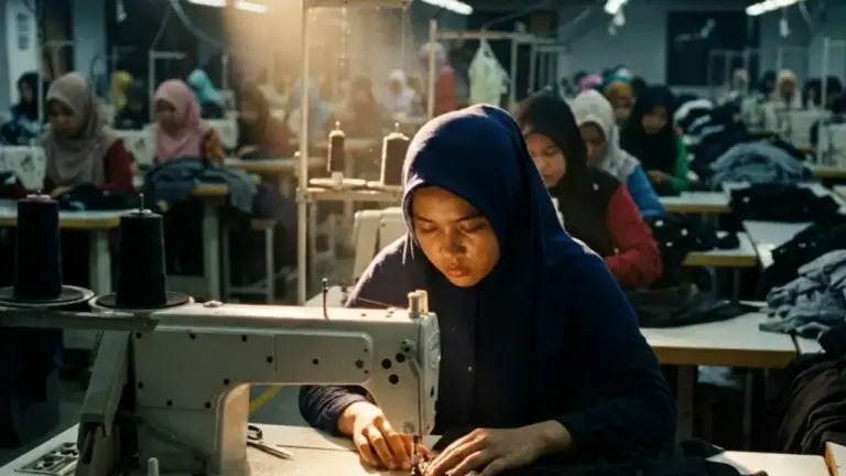 Pekerja Buruh di Pabrik dengan Gaji UMK