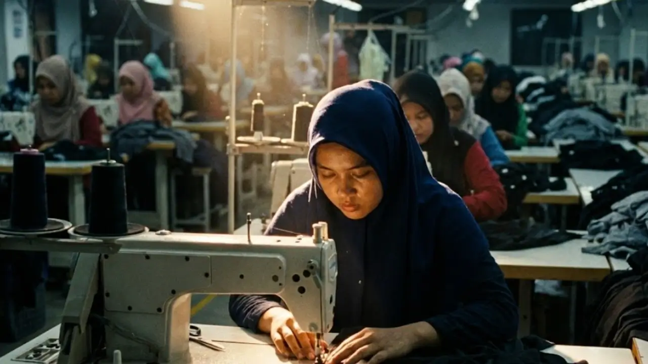 Pekerja Buruh di Pabrik dengan Gaji UMK