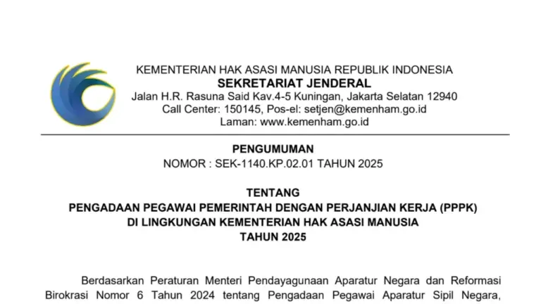 Pendaftaran PPPK Kementerian Hak Asasi Manusia 2026